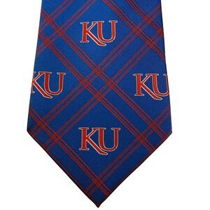 Eagles Wings Necktie KU Kansas Jayhawks Plaid Pattern Collegiate Team Sport Tie‎
